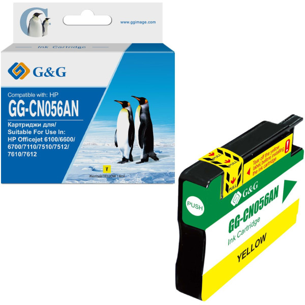 Картридж G&G GG-CN056AN (желтый; 825стр; HP Officejet 6100, 6600, 6700, 7510, 7612, 7110, 7610)