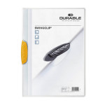 Папка с фигурным клипом Durable Swingclip 226004 (верхний лист полупрозрачный, A4, вместимость 1-30 листов, желтый)