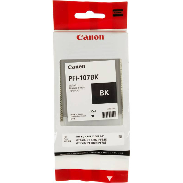 Картридж Canon PFI-107BK (черный; 130стр; 130мл; iP F680, 685, 780, 785)