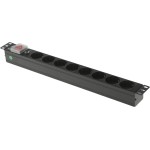 Блок распределения питания LANMASTER TWT-PDU19-10A8P-1.8 (10А, горизонтальное, 8xSchuko, базовые, Schuko, 1,8м)