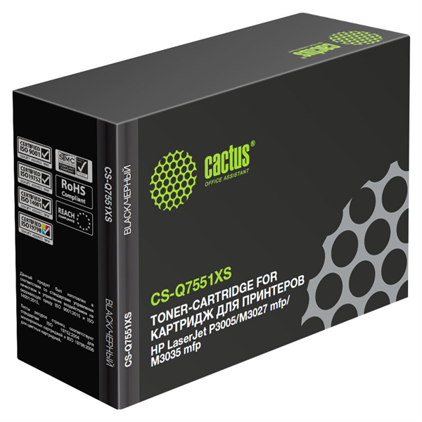 Тонер-картридж Cactus CS-Q7551XS (черный; 13000стр; LJ P3005, M3027, M3035)