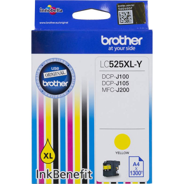 Чернильный картридж Brother LC525XLY (желтый; 1300стр; DCP-J100, J105, J200)