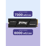 Жесткий диск SSD 1Тб Kingston Renegade (2280, 7300/6000 Мб/с, 1000000 IOPS, PCIe 4.0 x4 (NVMe), для ноутбука и настольного компьютера)