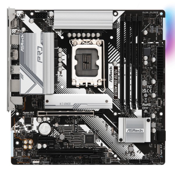 Материнская плата ASRock B760M PRO RS/D4 (LGA1700, Intel B760, 4xDDR4 DIMM, microATX, RAID SATA: 0,1,5,10)