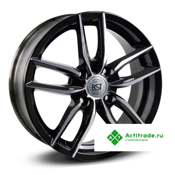 RST R076 R16/6J PCD 4x100 ET 48 ЦО 60,1 черный с полированной лицевой поверхностью