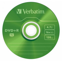 Диск DVD+R Verbatim (4.7Гб, 16x, slim case, 5) [43556]