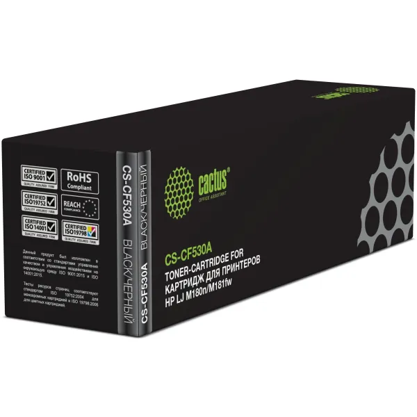 Тонер-картридж Cactus CS-CF530A (черный; 1100стр; LJ M180n, M181fw)