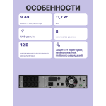 ИБП Powerman ONLINE 1000 RT (с двойным преобразованием (On-Line), 1000ВА, 900Вт, 8xIEC 320 C13 (компьютерный), 2U)