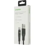 Кабель Digma (USB A(m), USB Type-C (m), 1м, 3A)