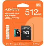 Карта памяти microSDXC 512Гб ADATA (Class 10, 100Мб/с, UHS-I U3, адаптер на SD)