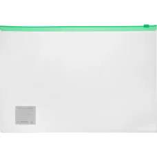 Бюрократ -BPM4AGRN (A4+, полипропилен, толщина пластика 0,15мм, молния зеленый)