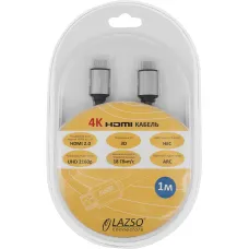 Кабель аудио-видео LAZSO (прямой HDMI (m), прямой HDMI (m), HDM: ver 2.0, 1м)