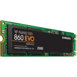 Жесткий диск SSD 250Гб Samsung 860 EVO (M.2, 550/520 Мб/с, 88000 IOPS, SATA 3Гбит/с, 512Мб, для ноутбука и настольного компьютера)