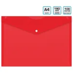 Конверт на кнопке Бюрократ DeLuxe DL801RED/1 (A4, пластик, толщина пластика 0,18мм, красный)