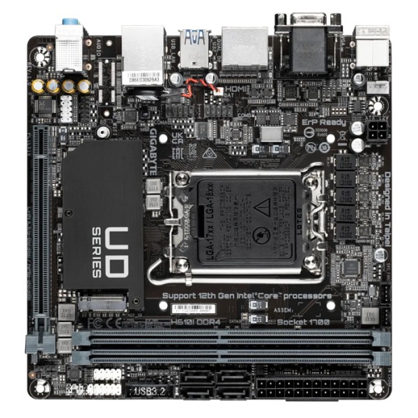 Материнская плата Gigabyte H610I DDR4 (SocketLGA1700, Intel H610, 2xDDR4, mini-ITX)