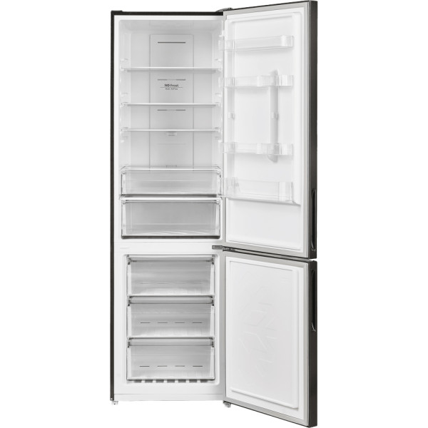 Холодильник Maunfeld MFF200NFSB10 Inverter (No Frost, A+, 2-камерный, объем 377:271л, инверторный компрессор, 595x2 000x635см, чёрная нержавеющая сталь)