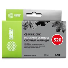 Чернильный картридж Cactus CS-PGI520BK (черный пигментный; 16стр; 16мл; Pixma MP540, MP550, MP620, MP630, MP640, MP660, MP980, MP990, MX860, iP3600, iP4600, iP4700) [CS-PGI520BK]