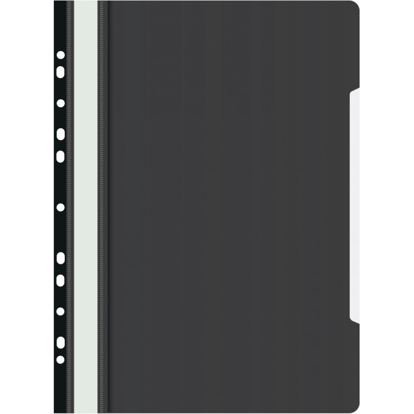 Папка-скоросшиватель Бюрократ -PS-P20BLCK (A4, прозрачный верхний лист, пластик, боковая перфорация, черный)