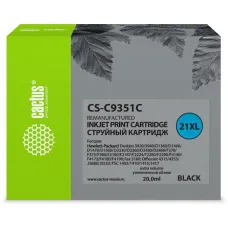 Чернильный картридж Cactus HP 21XL CS-C9351C (черный; 20стр; 20мл; DJ 3920, 3940, D1360, D1460, D1470, D1560, D2330, D2360)