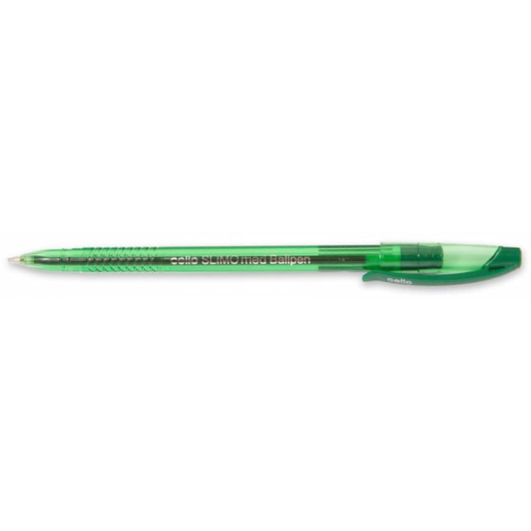 Ручка шариковая Cello SLIMO (стреловидный пиш. наконечник, 1мм, зеленый, чернила пониженной вязкости, коробка)