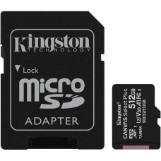 Карта памяти microSDXC 512Гб Kingston (100Мб/с, UHS-I U3, адаптер на SD) [SDCS2/512GB]