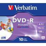 Диск DVD+R Verbatim (4.7Гб, 16x, jewel case, 10, Printable)