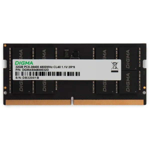 Память SO-DIMM DDR5 32Гб 4800МГц Digma (38400Мб/с, CL40, 262-pin)