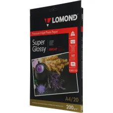 Фотобумага Lomond 1101112 (A4, 200г/м2, для струйной печати, односторонняя, высокоглянцевая, 20л)