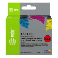 Чернильный картридж Cactus CS-CL513 (многоцветный; 15стр; 12мл; Pixma MP240, MP250)