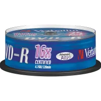 Диск DVD-R Verbatim (4.7Гб, 16x, cake box, 25) [43522]