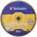 Диск DVD+RW Verbatim (4,7Гб, 4x, cake box, 25)