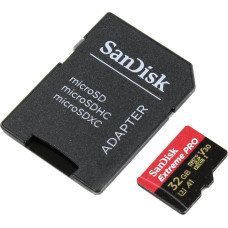Карта памяти microSDHC 32Гб SanDisk (Class 10, 100Мб/с, 667x, UHS-I U3, адаптер на SD) [SDSQXCG-032G-GN6MA]