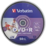 Диск DVD+R Verbatim (4.7Гб, 16x, cake box, 50, Printable)