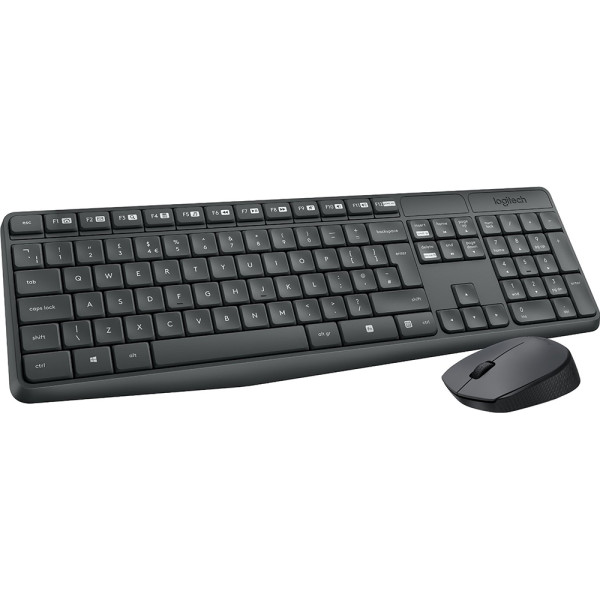 Клавиатура и мышь Logitech MK235 Wireless Keyboard and Mouse Black USB (радиоканал, классическая мембранная, 101кл, светодиодная, кнопок 2, 1000dpi)