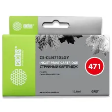 Чернильный картридж Cactus CS-CLI471XLGY (серый; 10,8стр; TS5040, MG5740, MG6840, MG7740) [CS-CLI471XLGY]