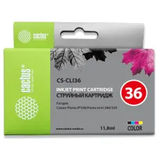Чернильный картридж Cactus CS-CLI36 (многоцветный; 11,8стр; 12мл; Pixma iP 100, MiNi 260) [CS-CLI36]