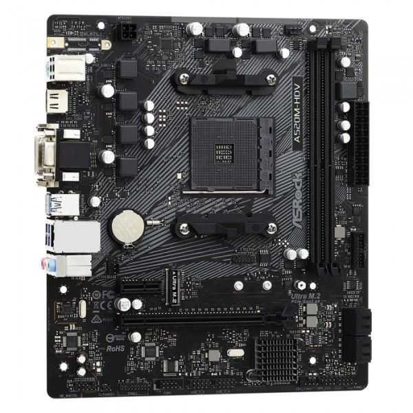 Материнская плата ASRock A520M-HDV (AM4, A520, 2xDDR4 DIMM, microATX, RAID SATA: 0,1,10)