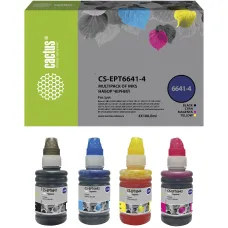 Чернила Cactus CS-EPT6641-4 (многоцветный; 100мл; Epson L100, L110, L120, L132, L200, L210, L222, L300, L312, L350, L355, L362, L366, L456, L550, L555, L566, L1300) [CS-EPT6641-4]