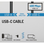 Кабель USB2.0 HAMA (прямой USB Type-C, прямой USB A(m), 1,5м)