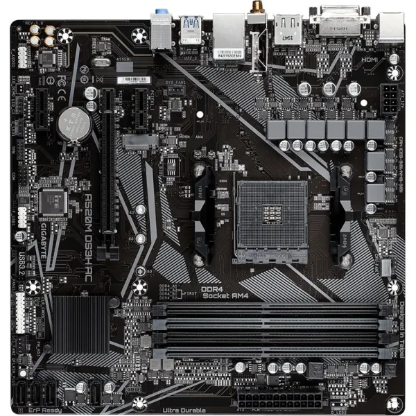 Материнская плата Gigabyte A520M DS3H AC (AM4, 4xDDR4 DIMM, microATX, RAID SATA: 0,1,10)