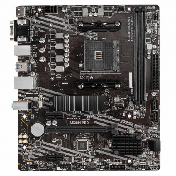Материнская плата MSI A520M PRO (AM4, 2xDDR4 DIMM, microATX, RAID SATA: 0,1,10)