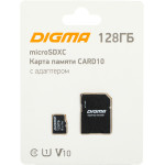 Карта памяти microSDXC 128Гб Digma (Class 10, 90Мб/с, UHS-I U1, адаптер на SD)