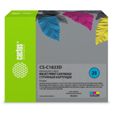 Чернильный картридж Cactus HP 23 CS-C1823D (оригинальный номер: №23; голубой/пурпурный/желтый; 39стр; 45мл; HP DJ 712c, 720c, 722c, 810, 812c, 815c, 830C, 832C) [CS-C1823D]