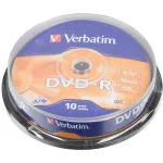 Диск DVD-R Verbatim (4.7Гб, 16x, cake box, 10)