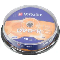 Диск DVD-R Verbatim (4.7Гб, 16x, cake box, 10) [43523]