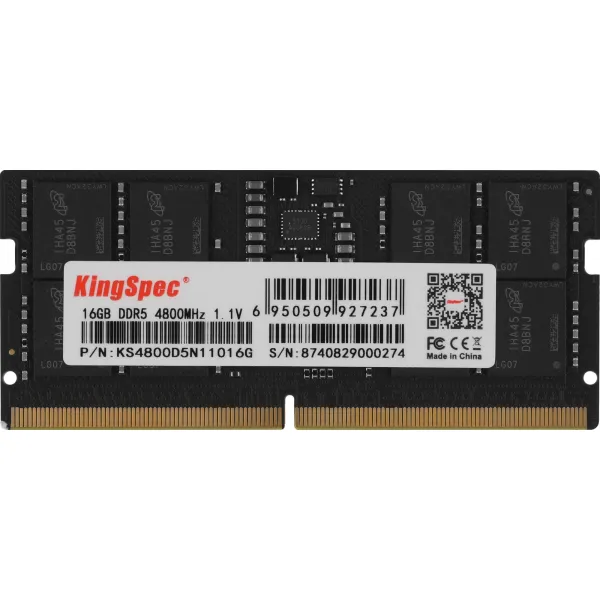 Память DIMM DDR5 16Гб 4800МГц KingSpec (38400Мб/с, CL40, 288-pin)