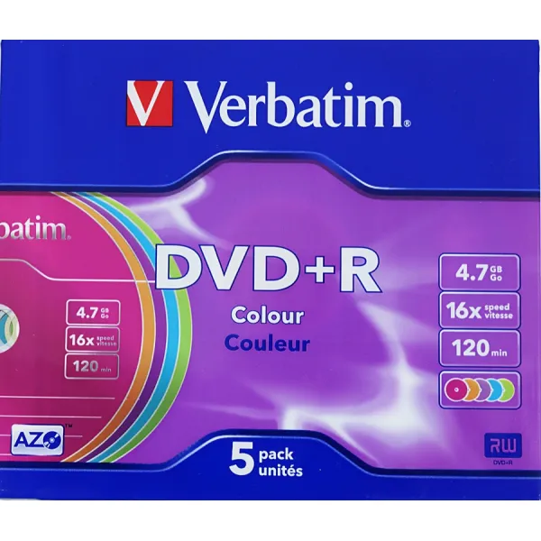 Диск DVD+R Verbatim (4.7Гб, 16x, slim case, 5)