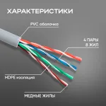 Кабель сетевой (медь, 0.48мм, 305м, 4пары, UTP)