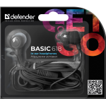 Наушники DEFENDER Basic-618 (проводные вкладыши в ушной раковине, 1.1м, 3.5 мм)