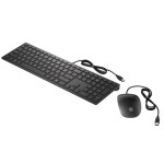 Клавиатура и мышь HP и 4CE97AA Wired Keyboard and Mouse 400 Black USB (классическая мембранная, 104кл, светодиодная, кнопок 3)